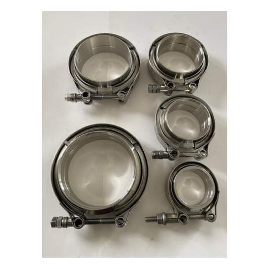 Stainless v-band flange and clam set - various sizes